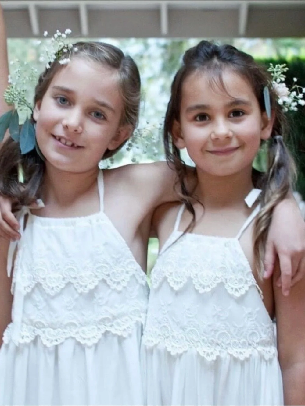 Boho ivory white Lace Junior Bridesmaid / flower girl Dress